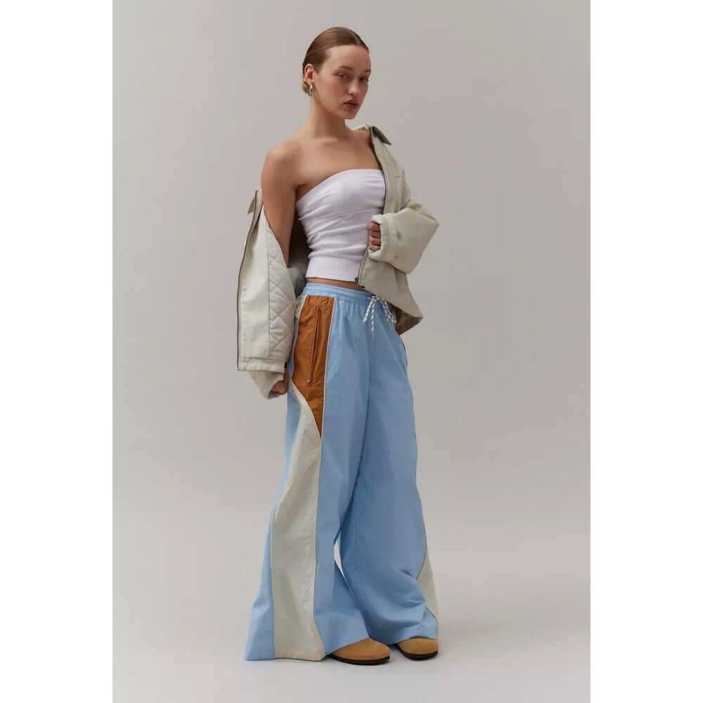 BDG Adrienne Nylon Track Pants S Blue Baggy Y2K Blokecore Streetwear Gorpcore
